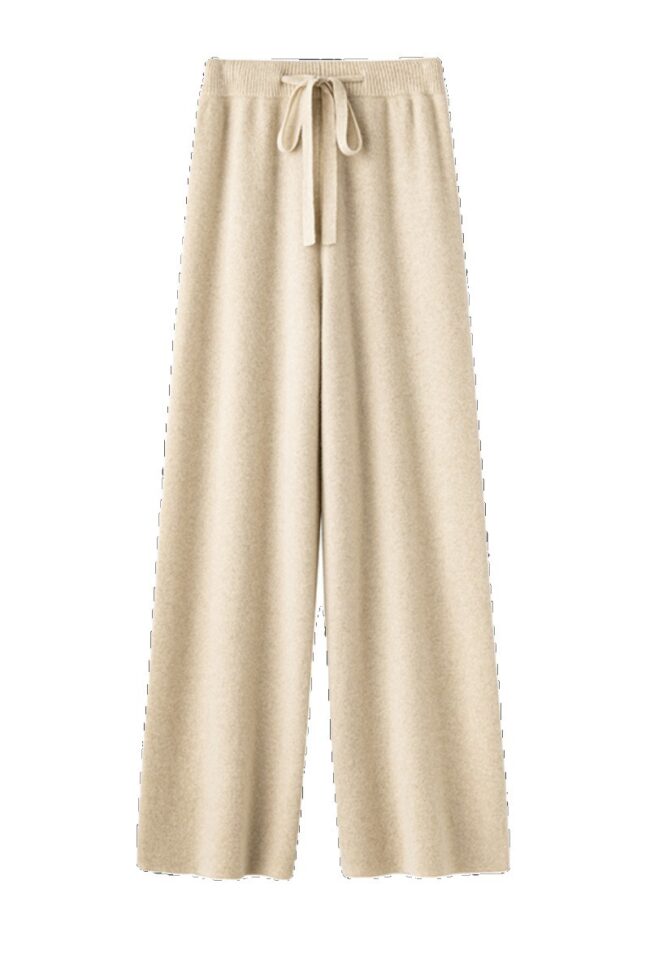 The Lucile Pure Wool Drapey Knitted Wide Leg Pants Detail – La Rose Couture Trousers & Skirts
