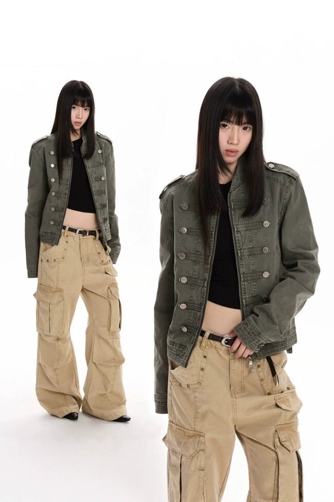 The Margot Vintage Palace Style Slim Fit Washed Denim Jacket – La Rose Couture Coats & Jackets