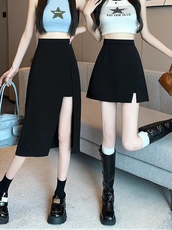 Irregular Split A-Line Skirt with Safety Shorts