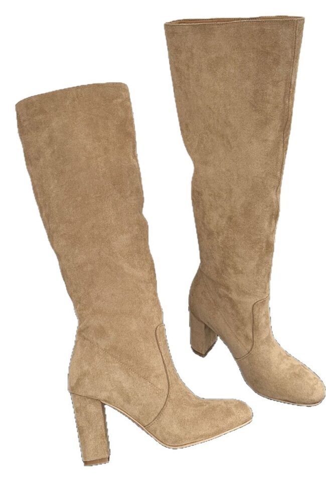 The Beatrice Chunky Heel Suede High Boots Detail – La Rose Couture Shoes & Footwear