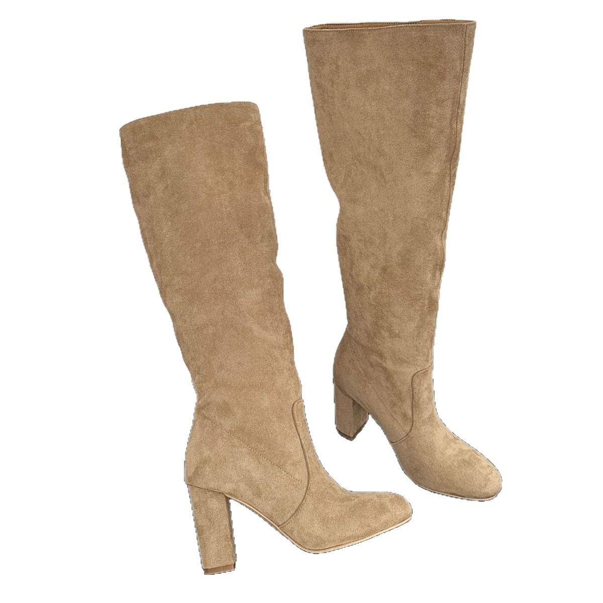 Womens Chunky Heel Suede High Boots - Image 3