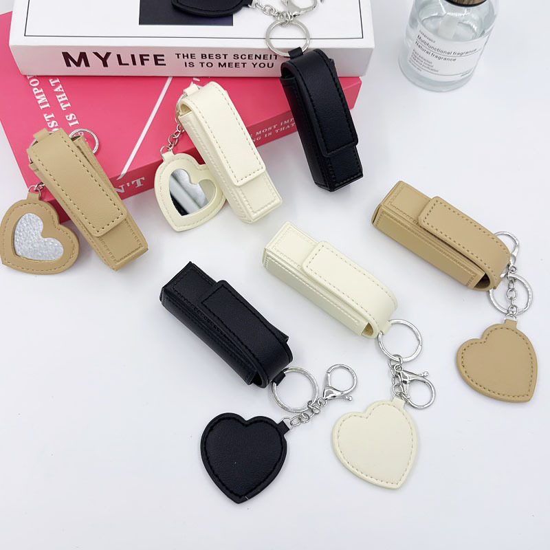 Portable Leather Lipstick Holder Keychain - Image 3
