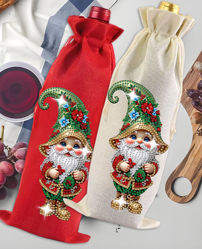 The Beatrice Diy Diamond Painting Christmas Linen Wine Gift Bag Detail – La Rose Couture Handbags & Clutches