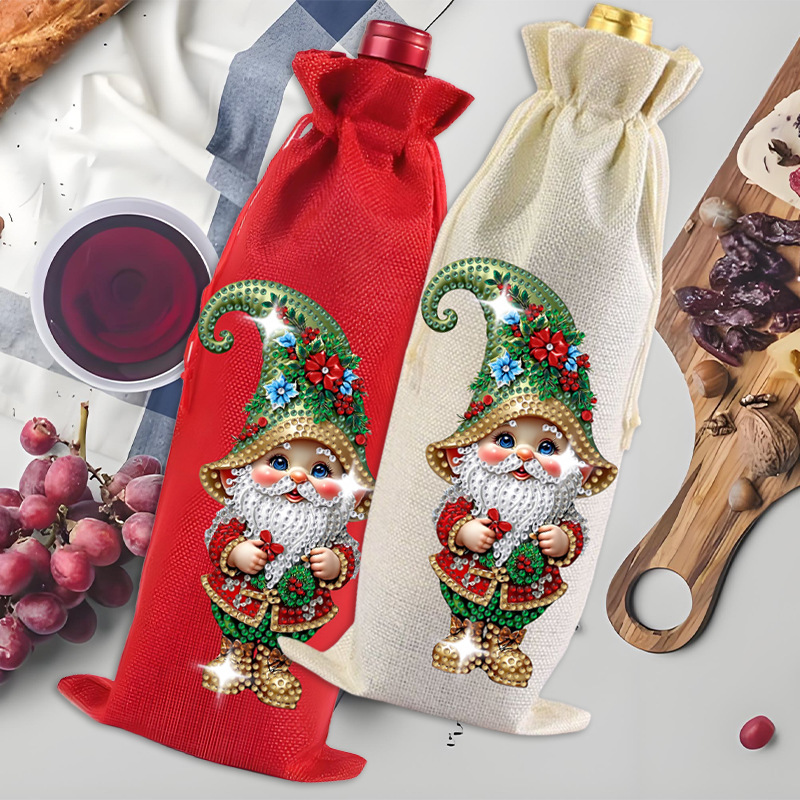 DIY Diamond Painting Christmas Linen Wine Gift Bag - Image 5