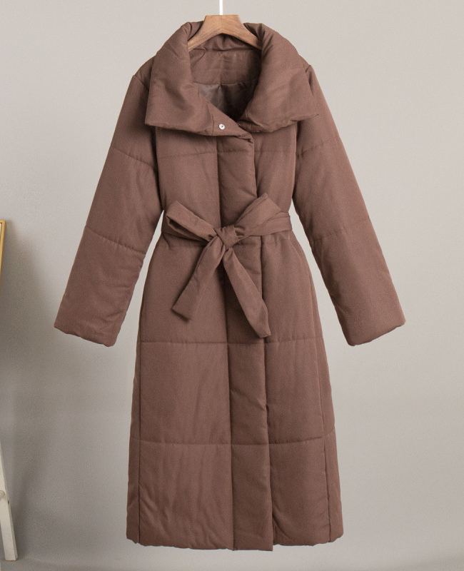 The Helene Loose Casual Warm Long Stand Up Collar Cotton Jacket Detail – La Rose Couture Coats & Jackets
