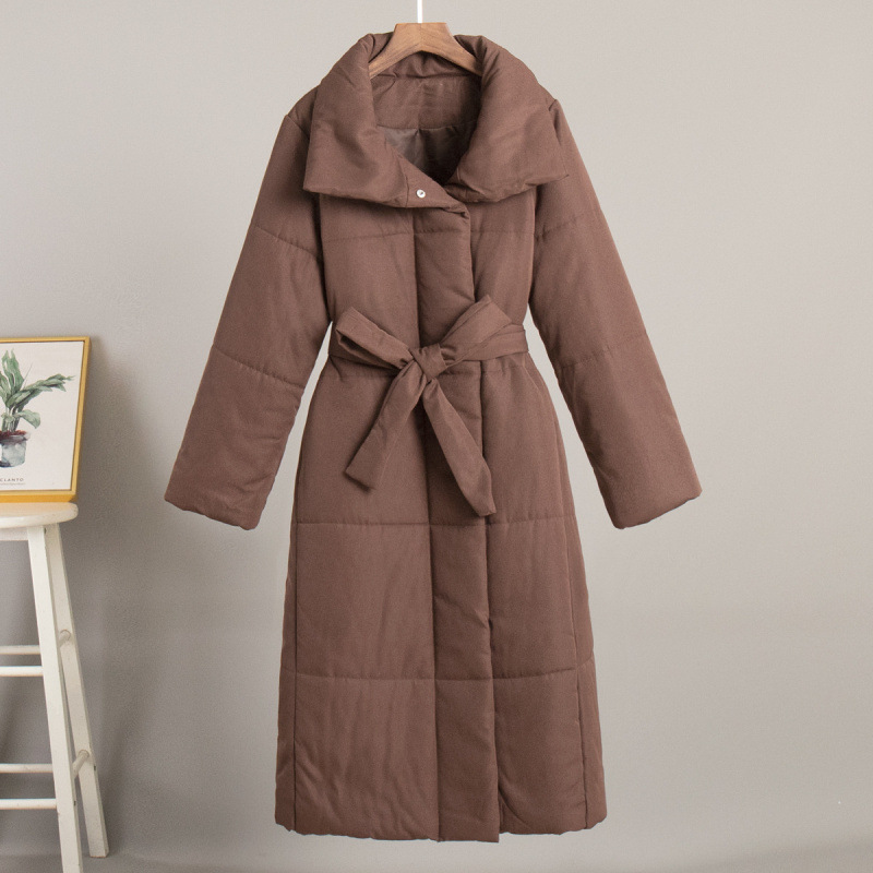 Loose Casual Warm Long Stand-Up Collar Cotton Jacket - Image 2