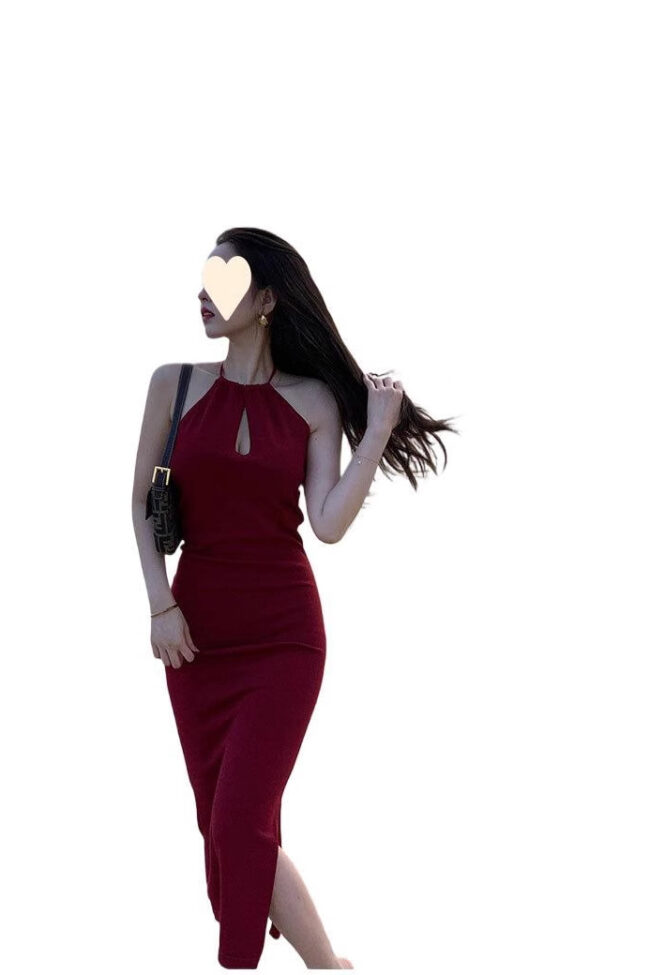 The Clothilde Halter Neck Slim Fit Dress Detail – La Rose Couture Dresses & Gowns