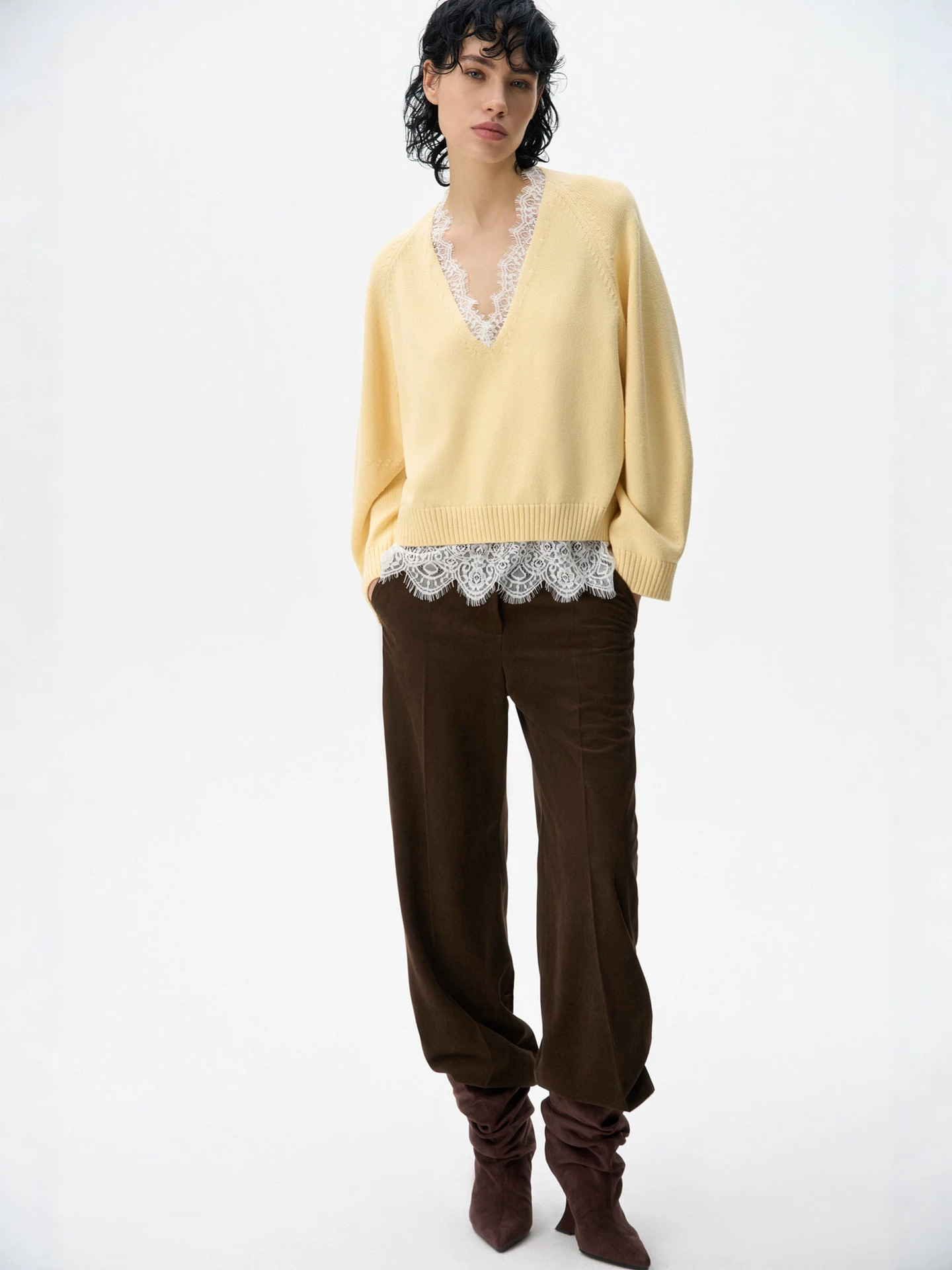 Womens Lace Patchwork Pullover Sweater - Image 5