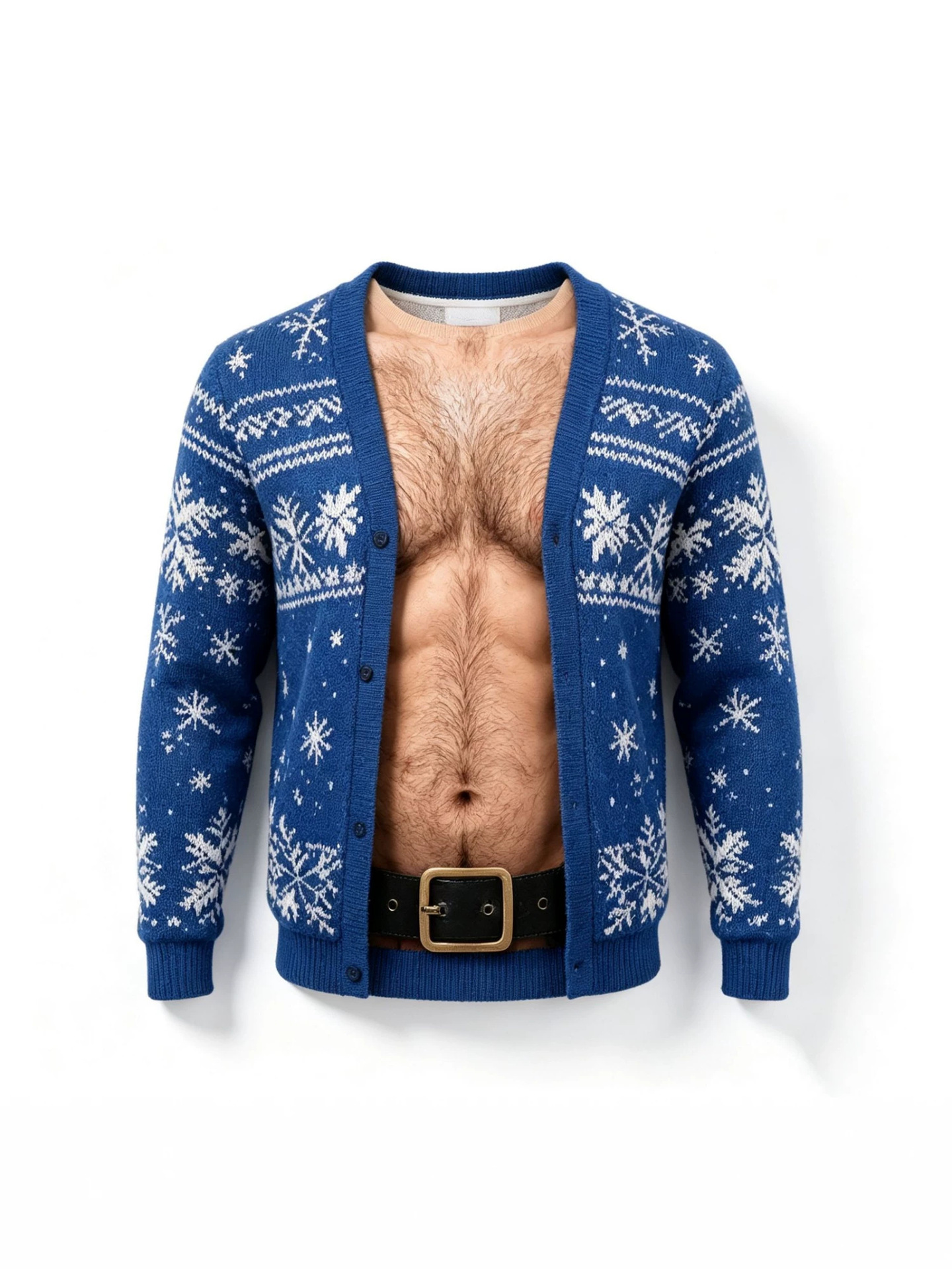 Men's 3D Printed Fake Abs Funny Crew Neck Sweatshirt Novelty Christmas Loose Top - Image 4