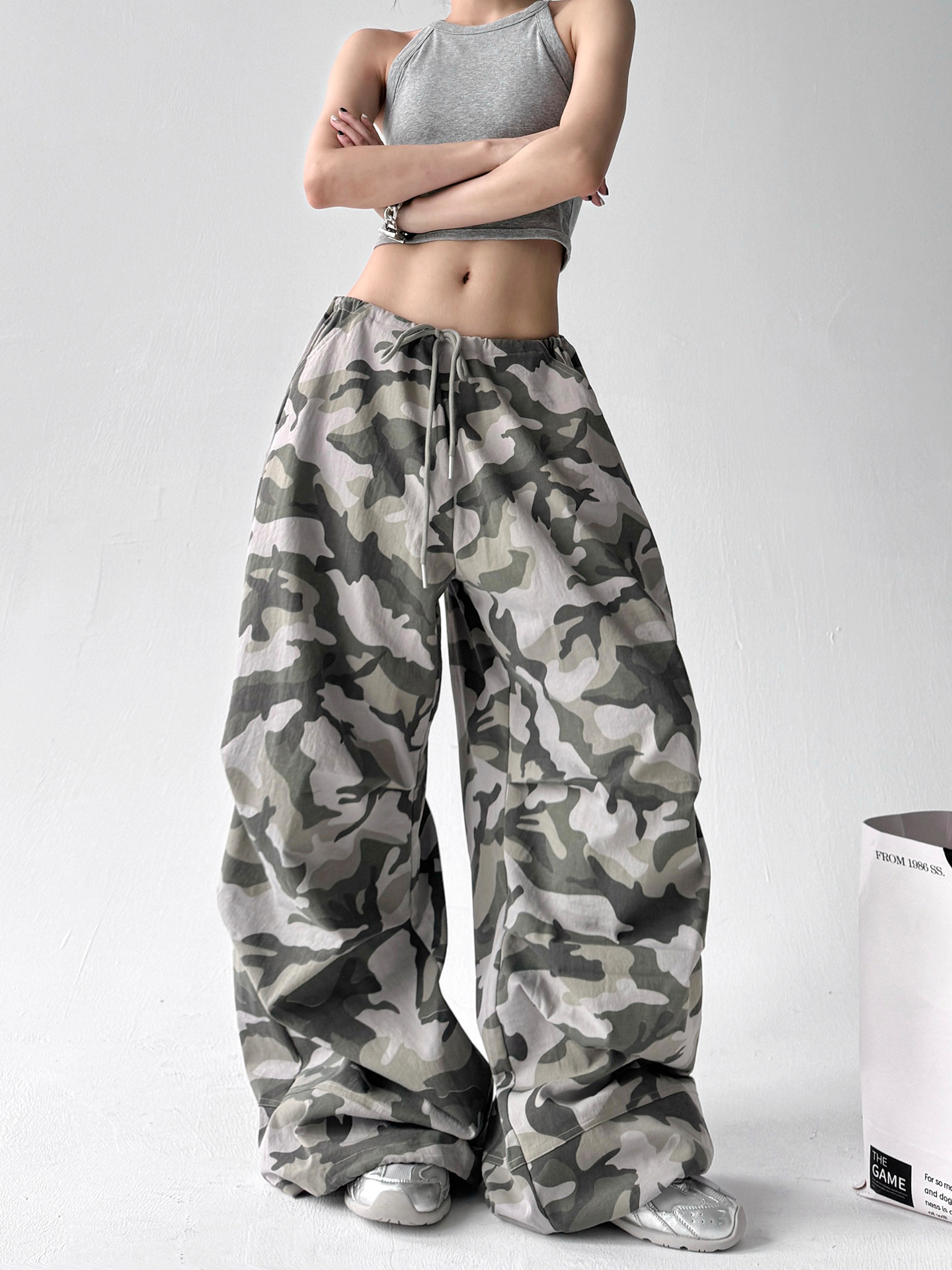 Retro Camouflage Wide Leg Casual Pants