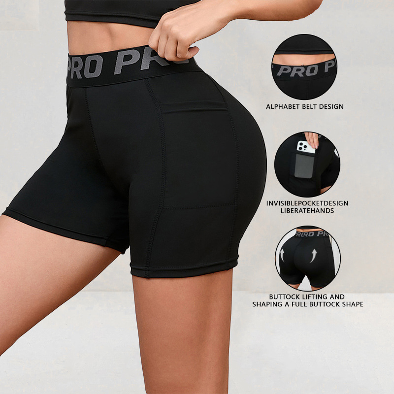 Womens PRO Fitness Yoga Shorts with Pockets - Image 3