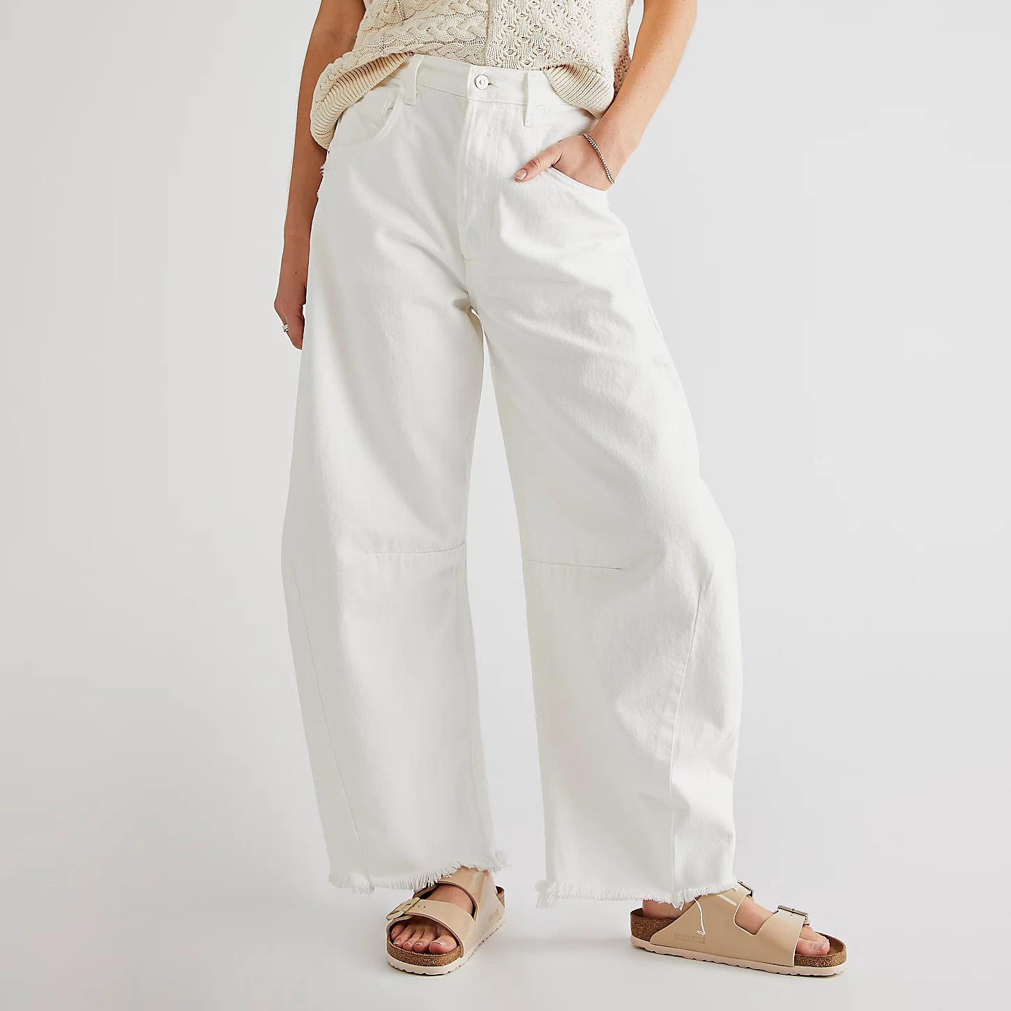 Straight-Leg Sickle Pants Jeans New Multicolor Nine-Point Pants Casual Wide Leg Pants - Image 3