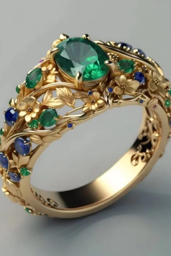The Berenice Hollow Carved Floral Ring with Colorful Zircon – La Rose Couture Jewellery & Accessories