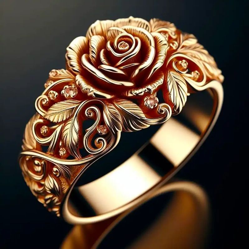 Rose Flower Ladies' Party Ring - Image 4