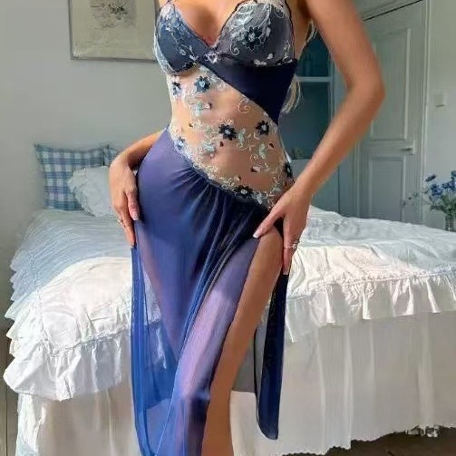 Embroidered floral halter dress