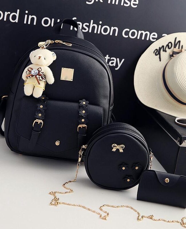 The Iris Floral Pu Three Piece Backpack Set Detail – La Rose Couture Handbags & Clutches