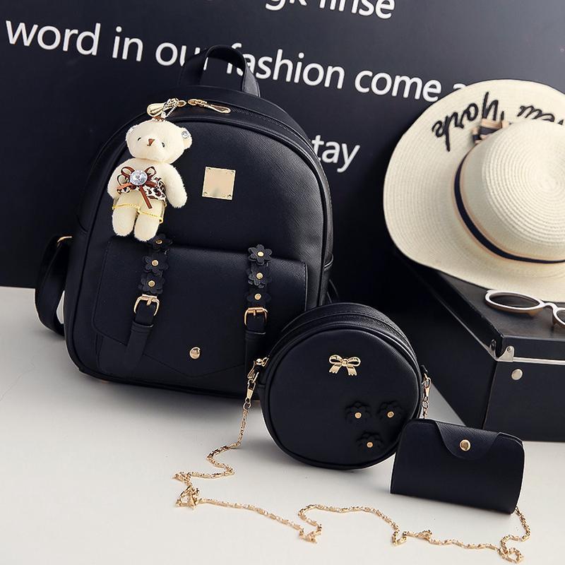 Floral PU Three-Piece Backpack Set - Image 5