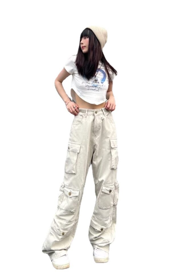 The Pauline Tall American Style Street Wide Leg Cow Pants High Straight Detail – La Rose Couture Trousers & Skirts