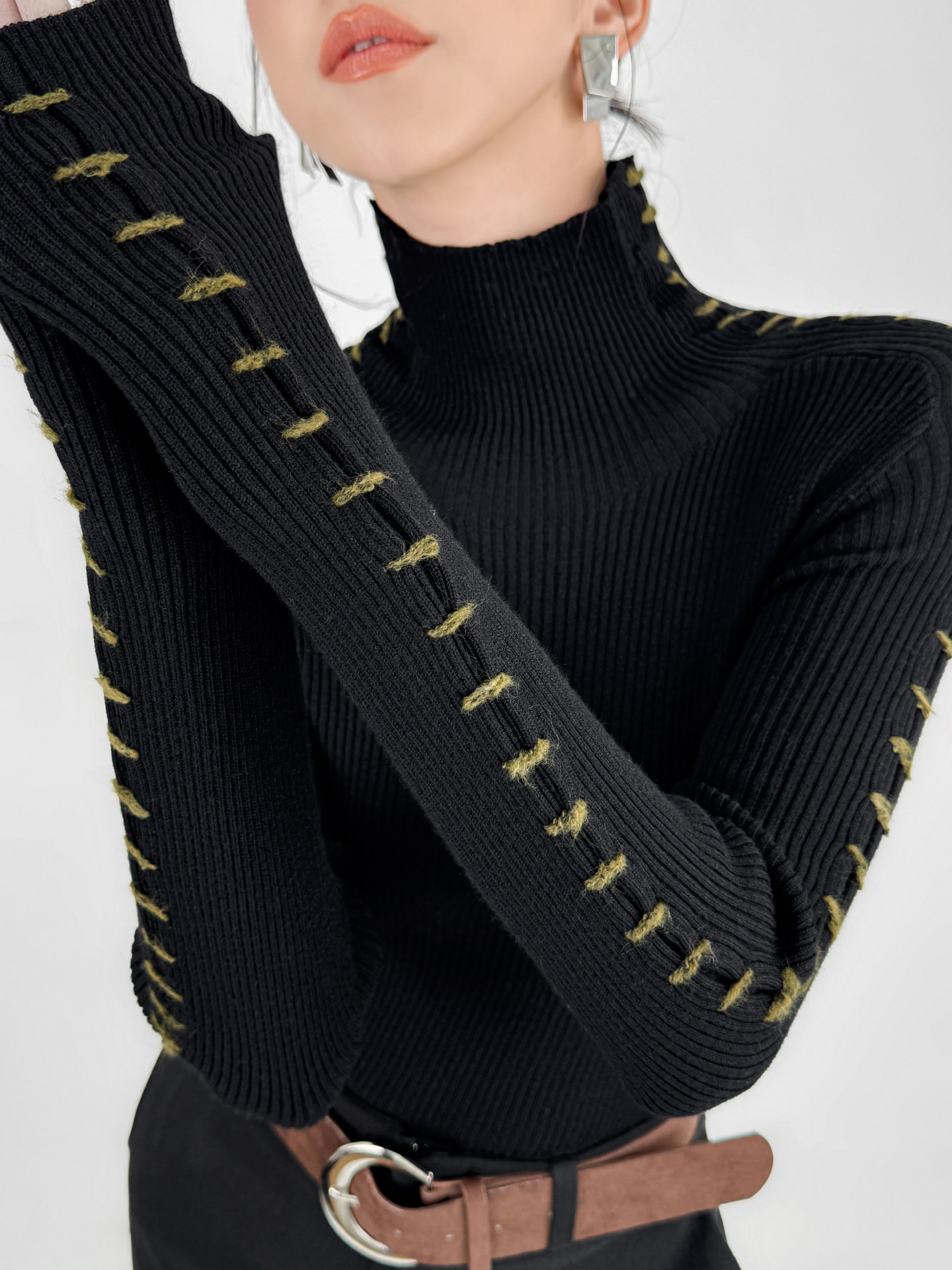 Minimalist High-Neck Knit Sweater for Women