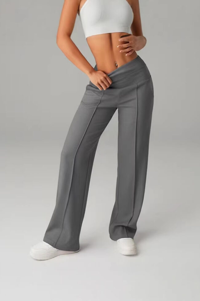 The Blanche Slim Fit Sports Straight Pants with Pockets Detail – La Rose Couture Trousers & Skirts