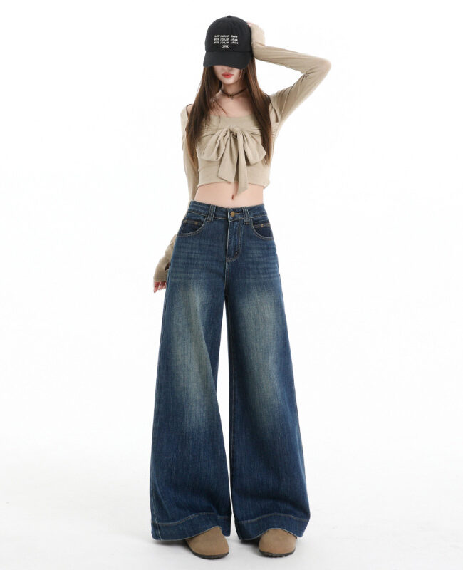 The Coralie High Waist Wide Leg Jeans Detail – La Rose Couture Trousers & Skirts