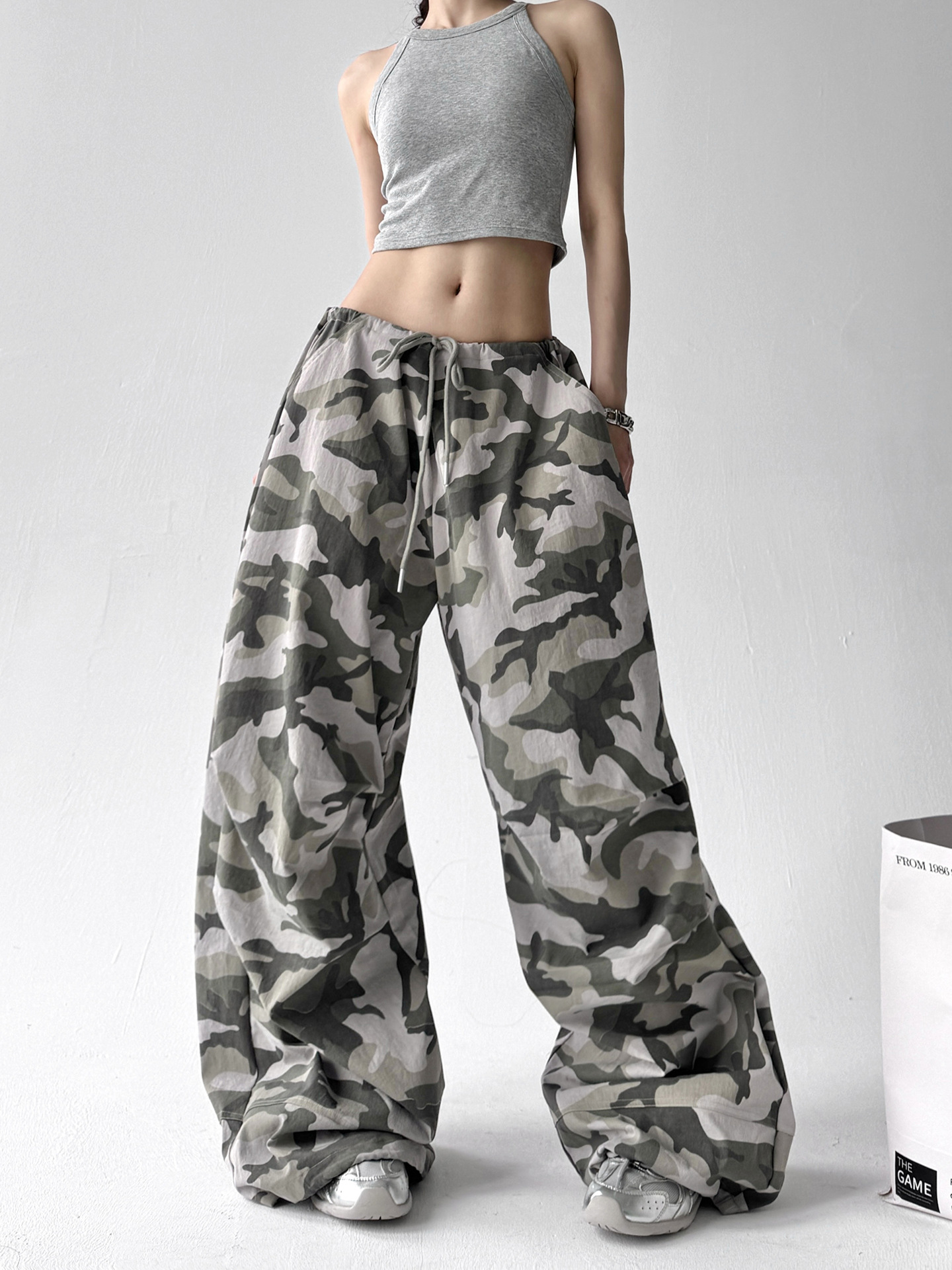 Retro Camouflage Wide Leg Casual Pants - Image 2