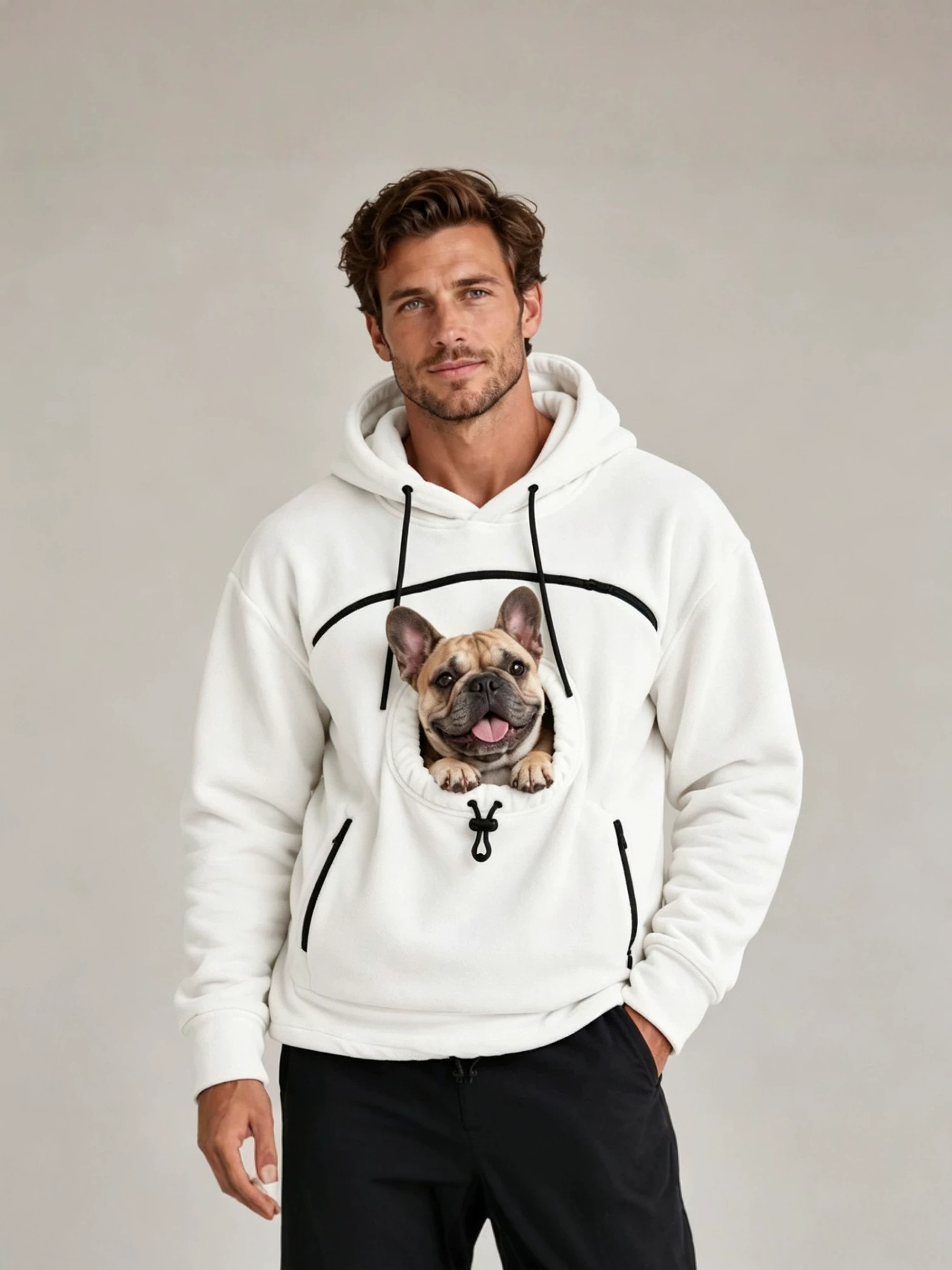Couple Lamb Cashmere Pet Pocket Hooded Sweatshirt - Image 4