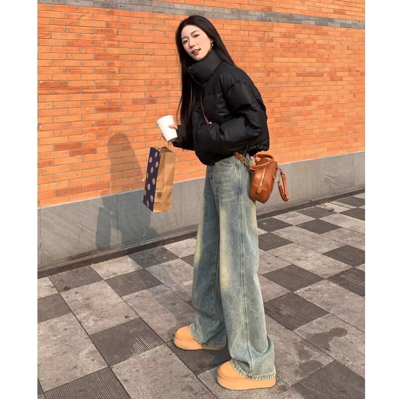 Women's Vintage High Waist Straight Leg Denim Pants - Image 3