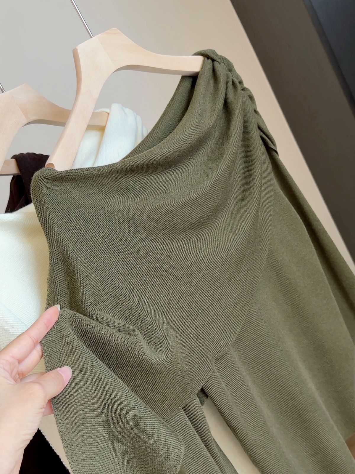 Women Knitted Cape Style Pullover Faux Two Piece Loose Top - Image 3