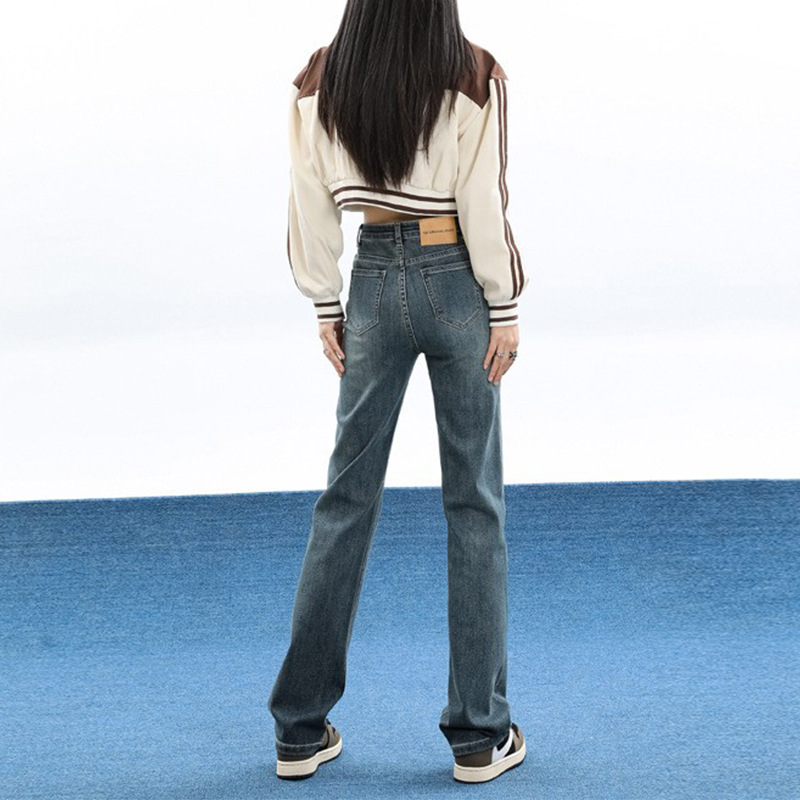 High Waisted Straight Leg Jeans for Women Slimming Cigarette Pants