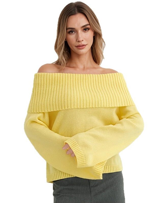The Margot Off Shoulder Knitted Pullover Sweater Detail – La Rose Couture Tops & Blouses