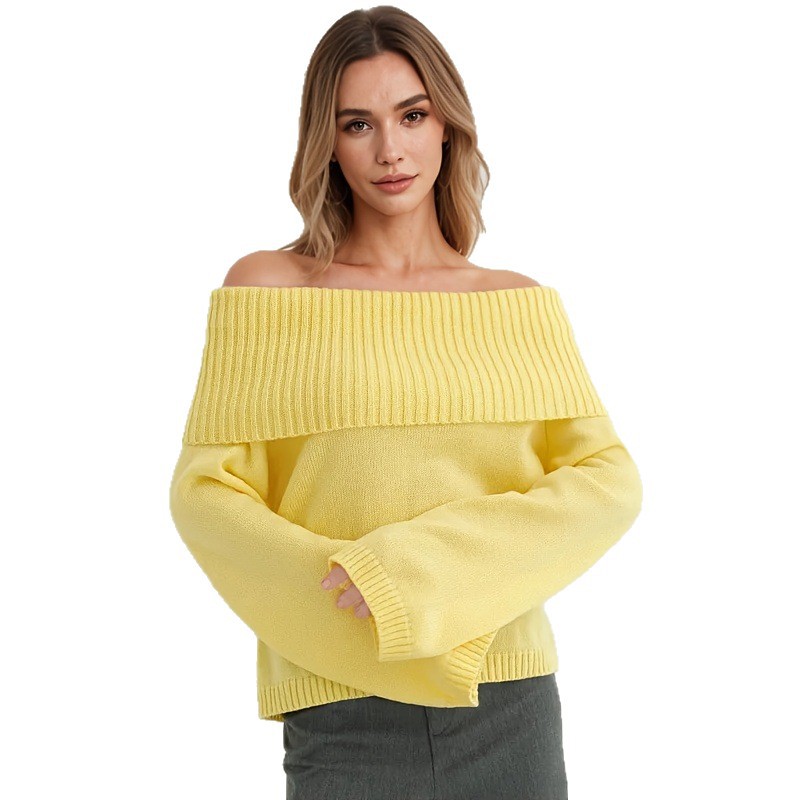Off-Shoulder Knitted Pullover Sweater - Image 4