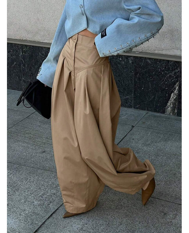 The Veronique High Waist Slim Fit Wide Leg Denim Pants – La Rose Couture Trousers & Skirts
