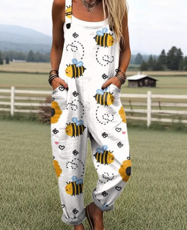 The Maelys Printing Button Suspenders Casual Pants Detail – La Rose Couture Trousers & Skirts