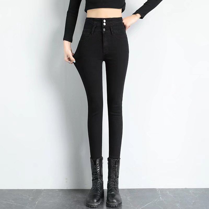Womens High Waist Fleece Lined Pencil Pants - Image 4