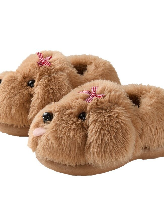 The Sibylle Cartoon Puppy Cotton Slippers Detail – La Rose Couture Shoes & Footwear