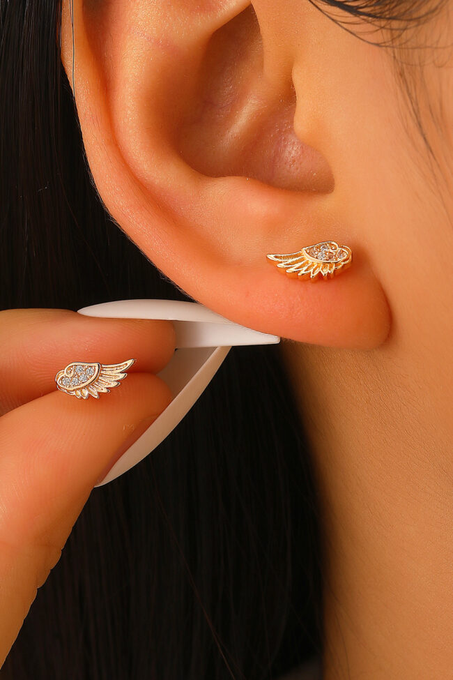 The Yolande Angel Wing Design Zircon Cartilage Ear Studs Detail – La Rose Couture Jewellery & Accessories
