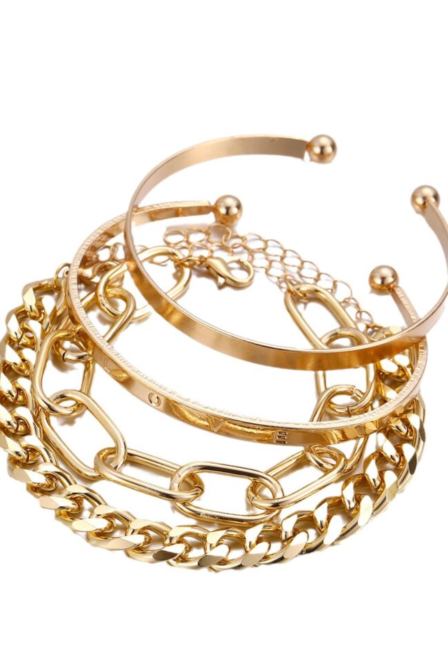 The Amelie Bohemian Geometric Love Chain Bracelet Set of 4 Light Luxury Electroplated Alloy Hand Ornaments Detail – La Rose Couture Jewellery & Accessories