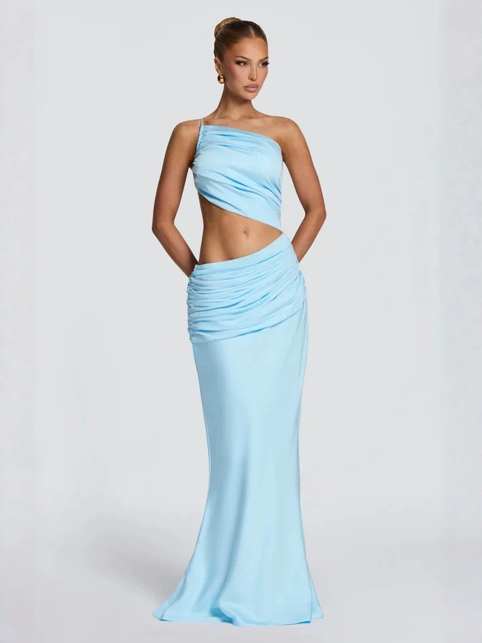 Slim-Fit Hollow-Out Waist Long Dress - Image 4
