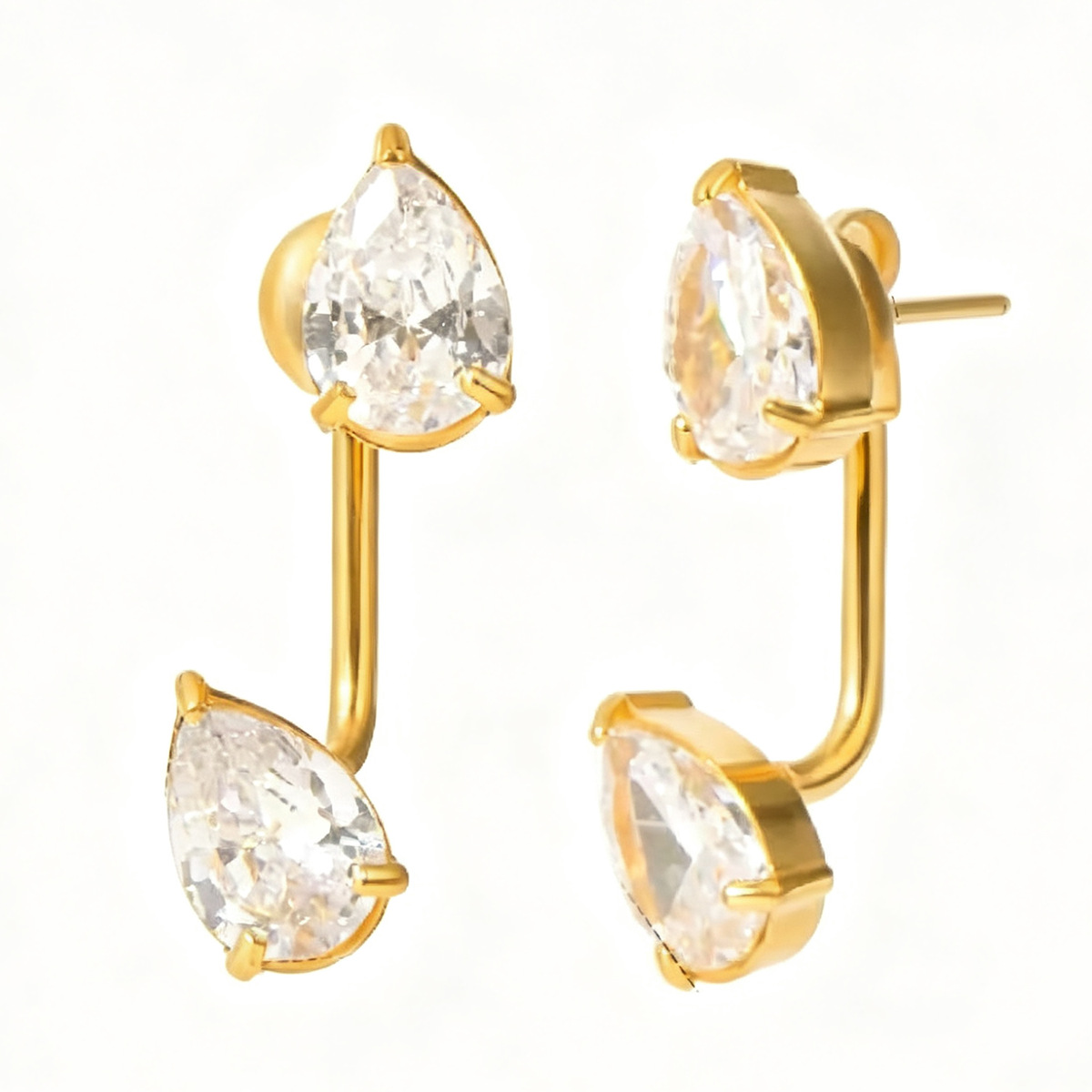 Geometric Water Drop Zircon Earrings - Image 3