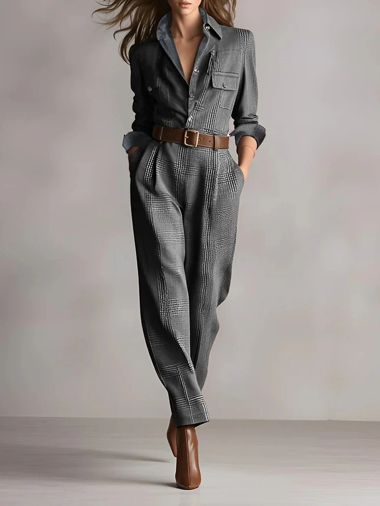 Classic Retro Plaid Jumpsuit - Image 2