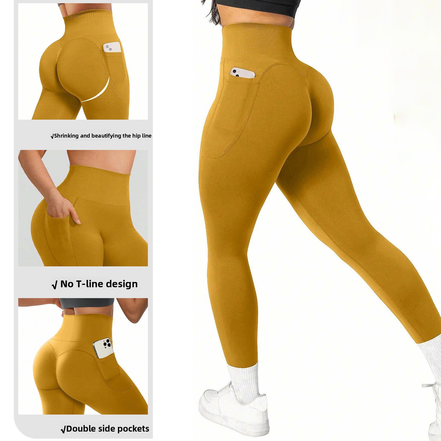 Women's high-waist pocketed athletic leggings - Image 2