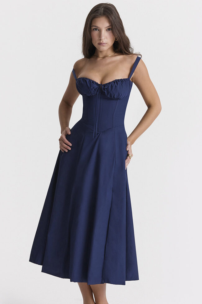 The Violette Strap Waist Sling Dress Detail – La Rose Couture Dresses & Gowns