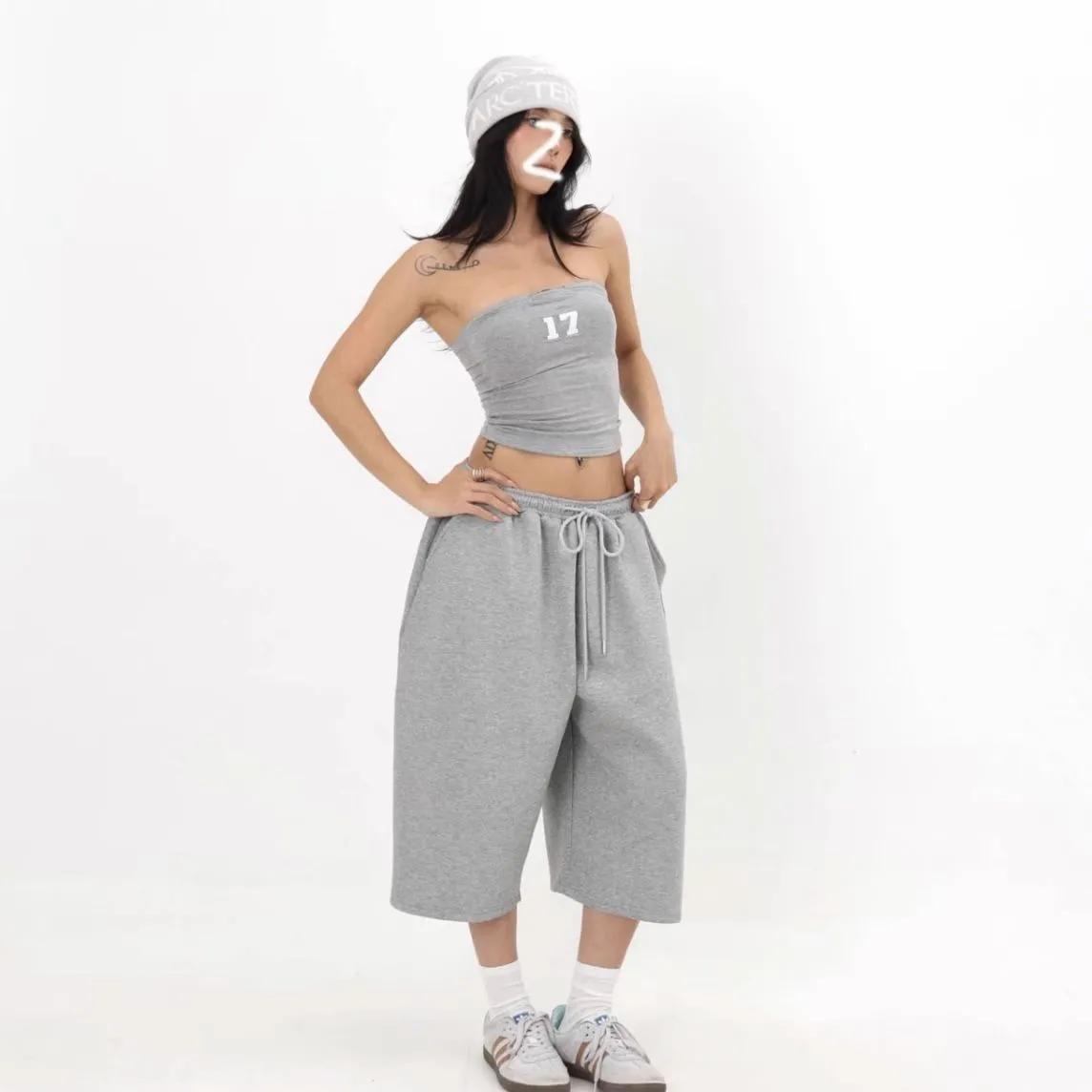 American Retro High-Waisted Wide-Leg Cropped Pants - Image 5