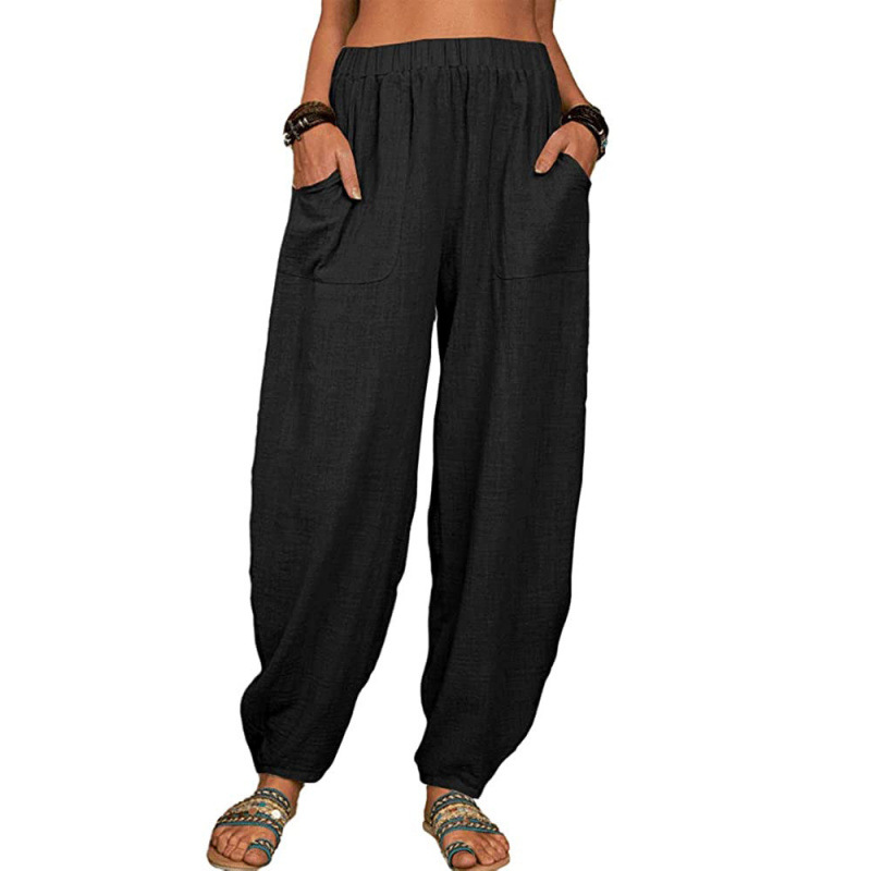 Womens Loose Fit Cotton Harem Pants - Image 5
