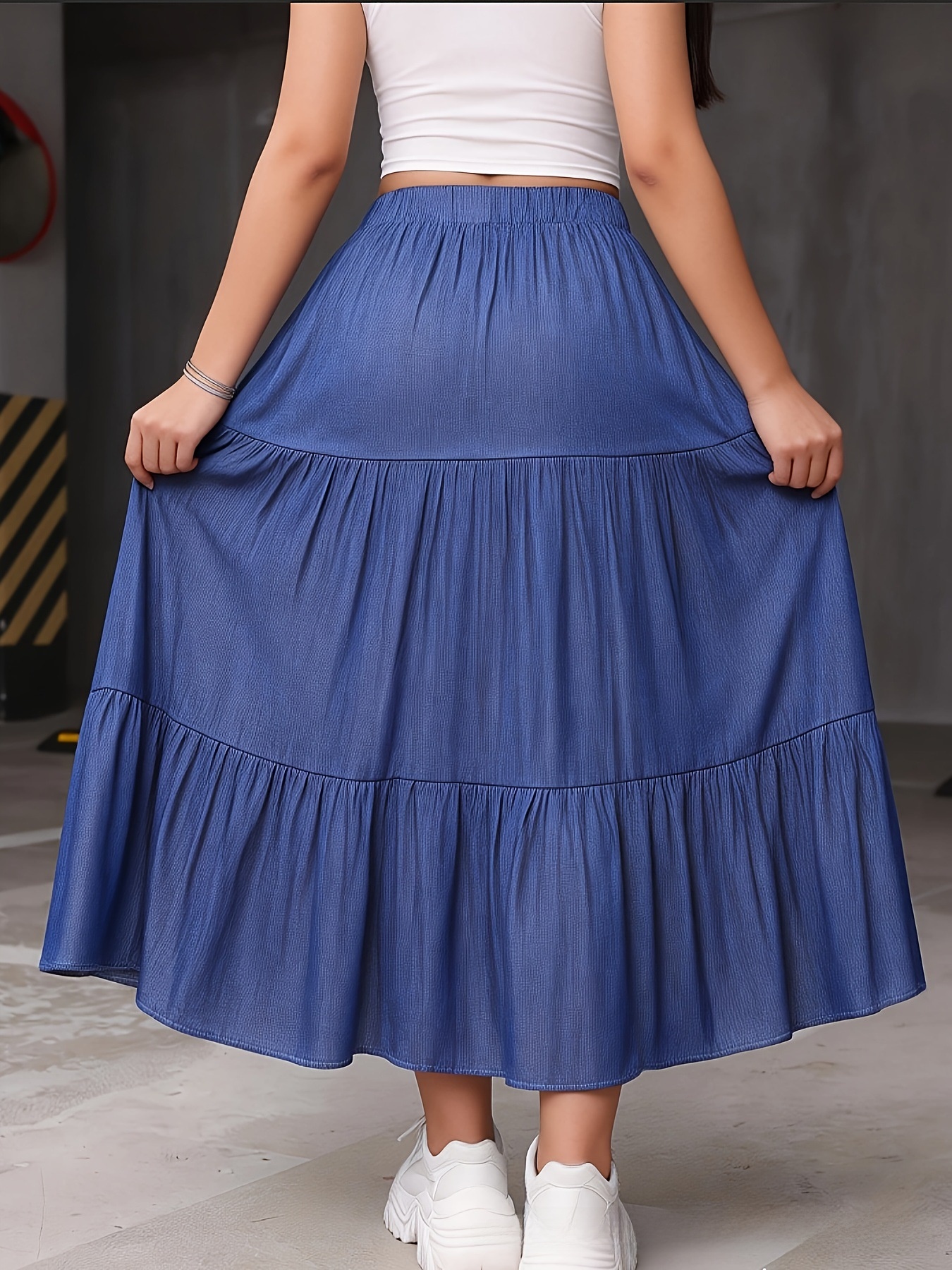 Layered Flared Cake Skirt with Elastic Waist - Image 3