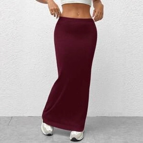 Womens Solid Color Slim Long Skirt - Image 5