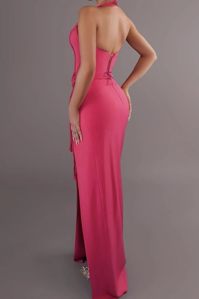 The Roxane Party Hollow Out Backless Long Bandage Dress Detail – La Rose Couture Dresses & Gowns