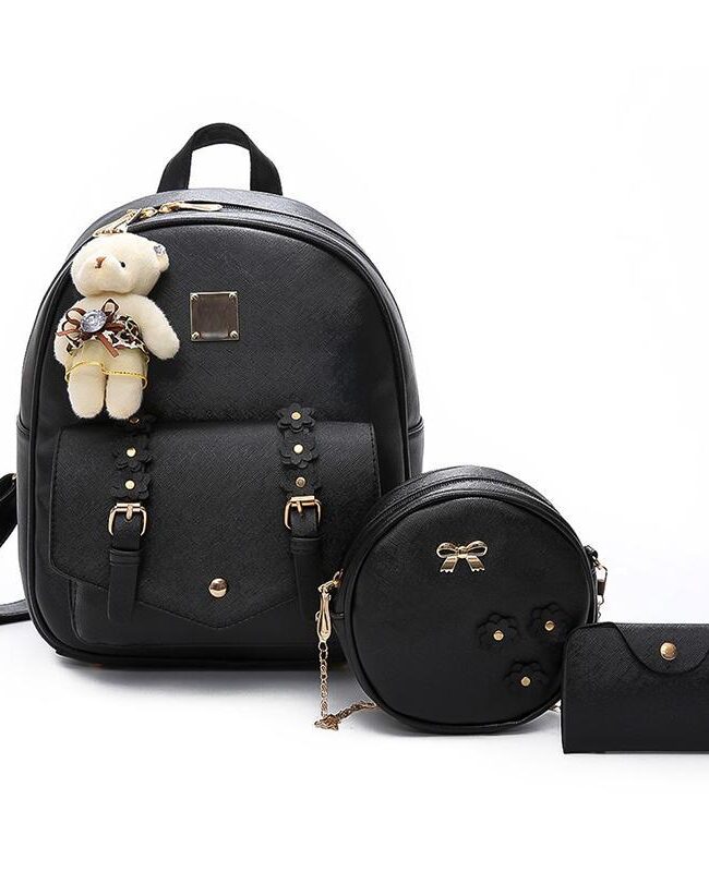 The Iris Floral Pu Three Piece Backpack Set Detail – La Rose Couture Handbags & Clutches