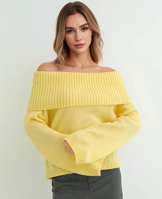 The Margot Off Shoulder Knitted Pullover Sweater – La Rose Couture Tops & Blouses